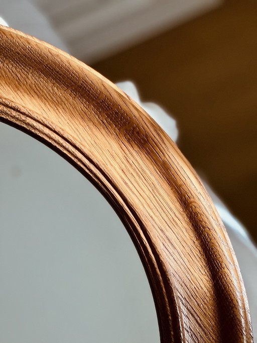 The Knudt vintage round wooden mirror