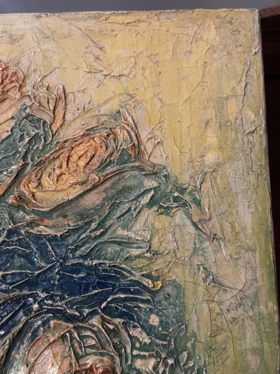 Rose Bouquet with Knife – Oil on Canvas Circa 1950 – Paintings & Drawings, Vintage (photo 12 of 15)
