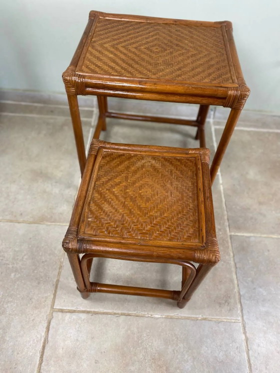 Nest of tables in rattan – Side tables, Wicker, Vintage (photo 3 of 19)