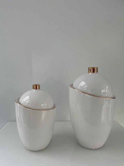 2X Pot Saturn Hush Living Céramique Blanche (Grand & Petit Modèle)