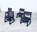 Vintage MCM 1970's set of 4 Black Stained Wood Dining Chairs
