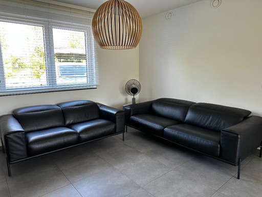 OLTA Spectra Sofa Set – Black Leather – Impeccable Condition