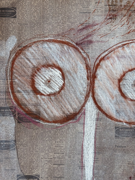 Image 1 of Robert Detheux "Visage aux petites annonces" Gemälde von 1980