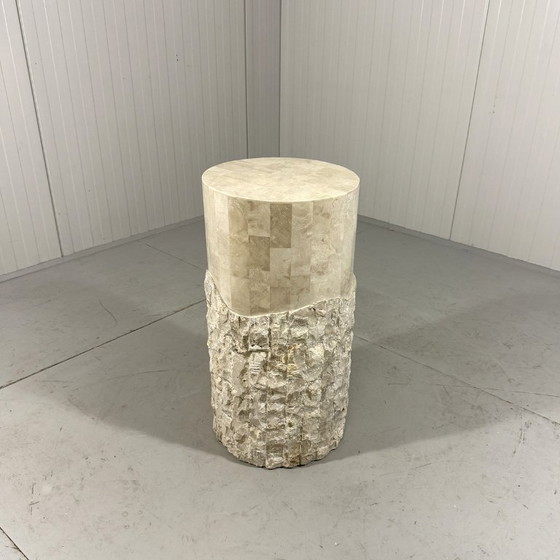 Image 1 of Travertijn Mactan Stenen Zuilen & Vaas 1980's