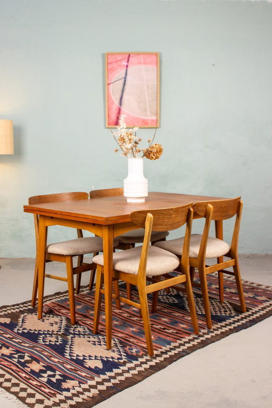 Image 1 of Vintage teak dining table, extendable, mid-century modern, 1960s
