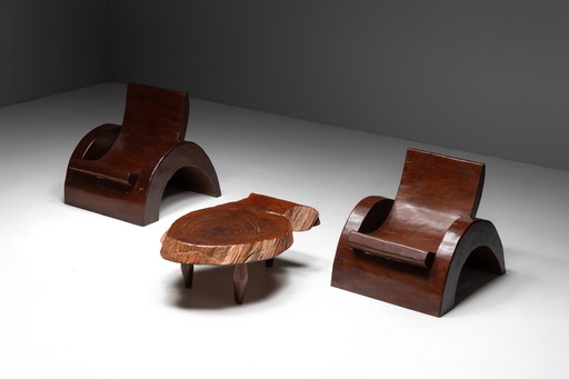 Chaises longues et table basse de José Zanine Caldas, Brésil, 1970S