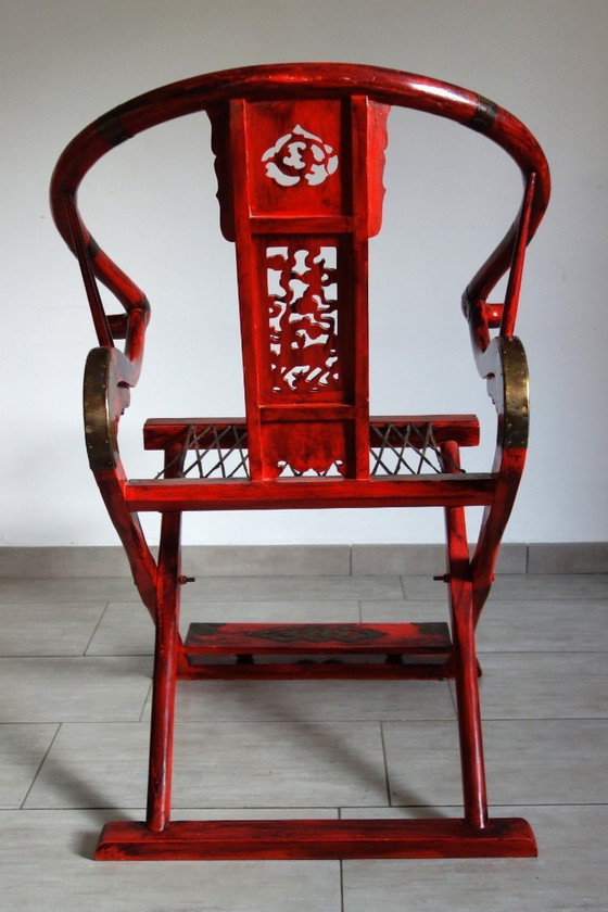 Image 1 of Ancien fauteuil pliant de mandarin, Chine, milieu XXème