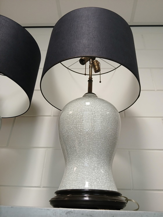 Image 1 of 2 lampade da tavolo cinesi con vetri craquelé