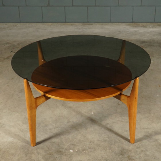 Vintage Walnut Coffee Table – Wilhelm Renz – 1960s – Glass, Wood (photo 5 of 15)