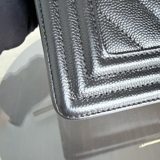 Image 1 of Chanel Boy Medium - Caviar 25CM Chevron Black Gold Hardware Series 24