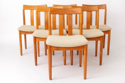 Set of 6 Vintage Danish Teak Dining Chairs by Vamdrup Stolefabrik, Original Beige Upholstery, 1960s Mid-Century Modern
