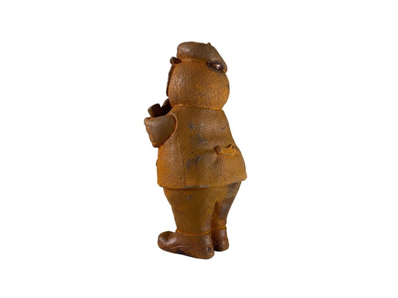 Image 1 of Statue en fonte hibou avec pipe et livre