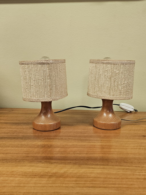 Zwei Vintage Holz Nachttischlampen Tischlampen Lampen Lichter