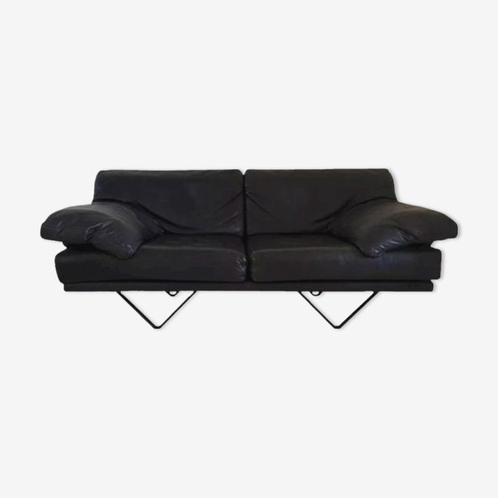 Image 1 of Durlet Cornelius blauw lederen bank, model jaren 80