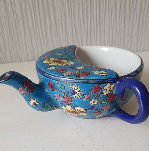 Rare Antique Mustache Head / Sippy Cup - Emaux De Louvière – decoratieve objecten, Ceramic