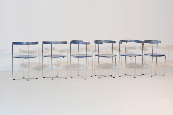 Image 1 of Soley Stoelen Valdimar Harðarson blauw voor Kusch & Co, 1980er Set van 6