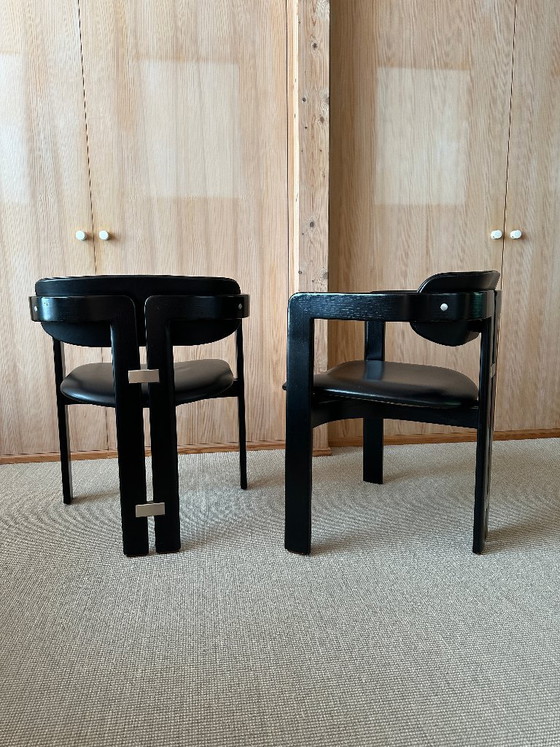 2 sillones Pamplona en piel negra – Augusto Savini para POZZI (años 60) – Totalmente negros – Leather, Metal (photo 3 of 8)