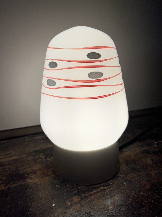 Image 1 of Vintage mid century opaal glazen plafond lamp 