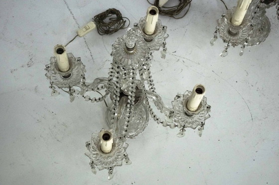 Image 1 of Maria Theresa Crystal Candelabra Table Lamps. Set of two. Italy 1940s
