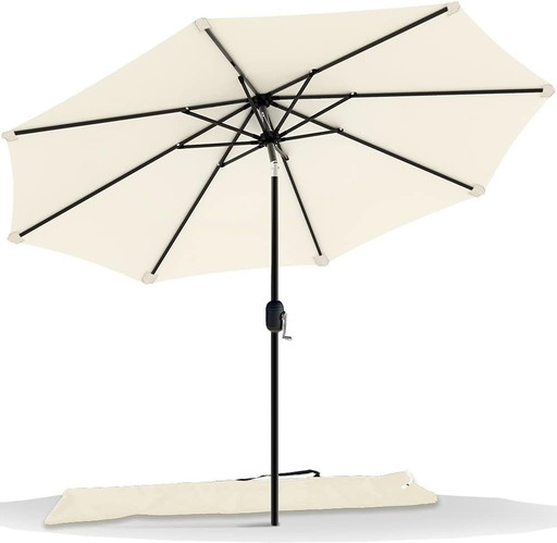 vounot Parasol de Jardin Parasol Inclinable 270cm Toile Protection UV pour Balcon Patio Terrasse Exterieur Beige