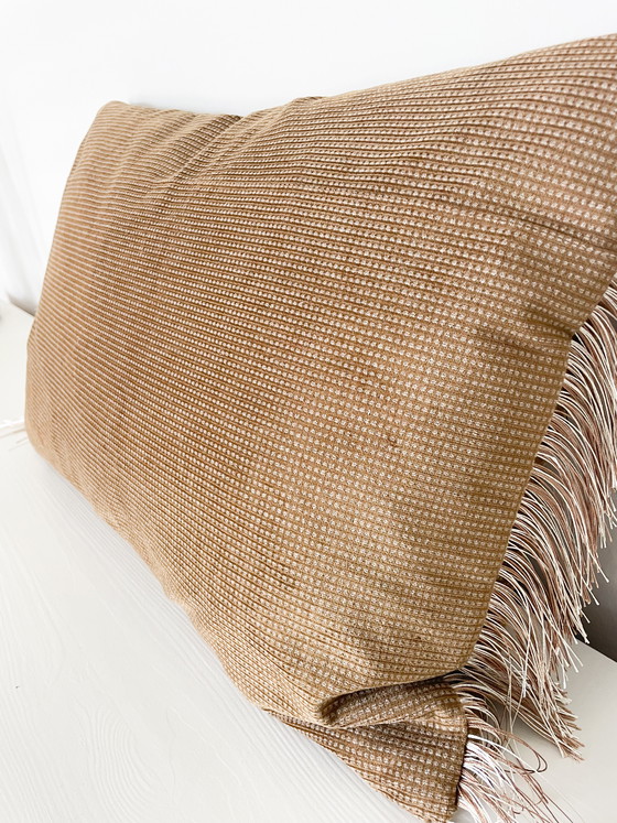 Image 1 of Handmade camel cushion with fringes
