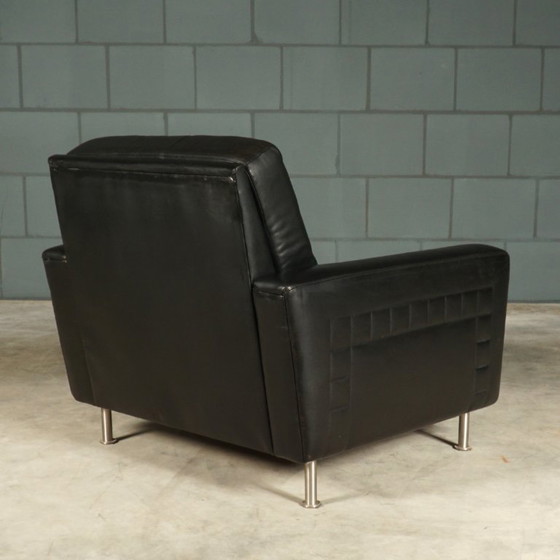 Fauteuil vintage en cuir noir des années 1970 – Leather, Metal (photo 5 of 13)