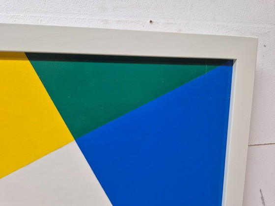 Image 1 of Frédéric Belser, Swiss, born in Geneva in 1929, oil on canvas, geometric abstraction, 40 x 40 cm