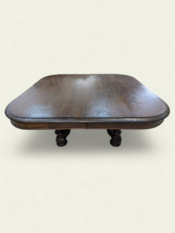 Image 1 of Wilhelminian coffee table | Late 19th century | Antique dining table with wood grain | Vintage furniture