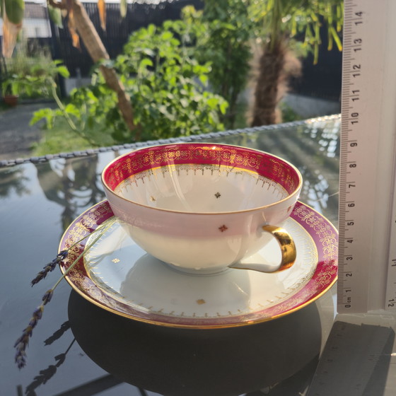 Image 1 of Tasse et soucoupe en porcelaine de Limoges – France, années 50–60
