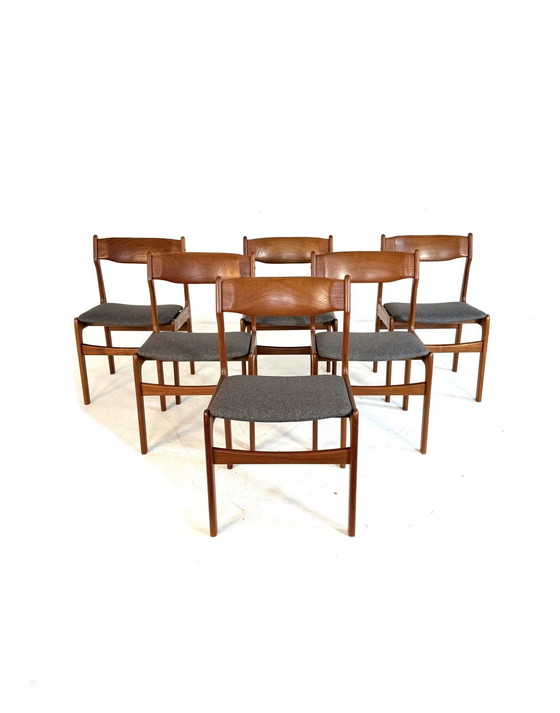 Image 1 of 6 sedie da pranzo restaurate Burchardt-Nielsen anni '70