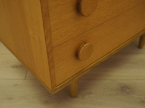 Danish chest of drawers in ash veneer, six drawers, 1970s, Wood, Yellow (photo 12 of 15)
