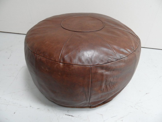 Pouf en cuir vintage, Objets déco, Daim, Marron (photo 3 sur 8)