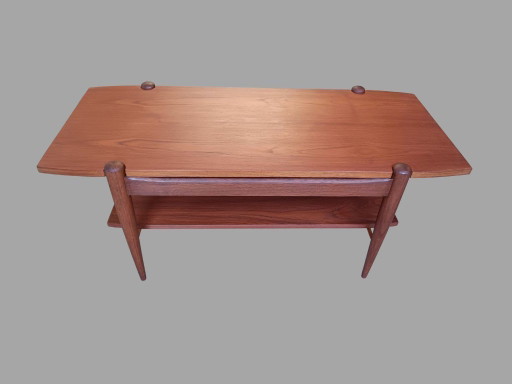 Louis van Teeffelen salontafel, model 44 — teak, omkeerbaar blad, Wébé jaren 60
