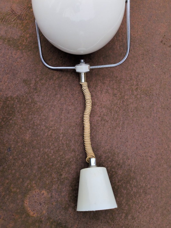 Image 1 of Retro Metal Pendant Lamp White and Chrome