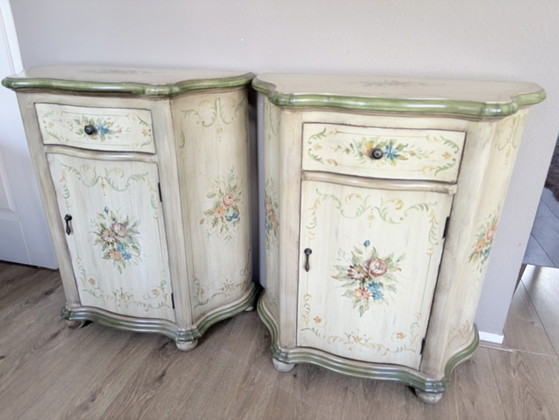 Image 1 of Brocante dressoir ladenkast met spiegel + 2 nachtkastjes