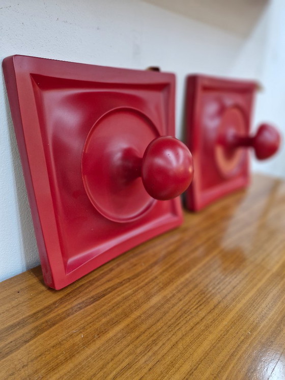 Image 1 of Vintage coat rack hooks red space age