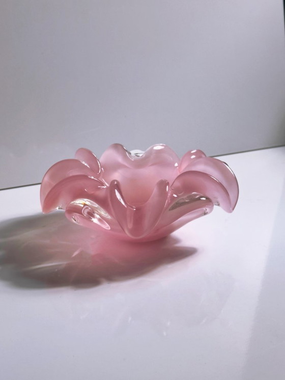 Image 1 of Murano Bowl / Ashtray 1950s Vintage Alfredo Barbini Vetreria G. Campanella Rosa Swirl