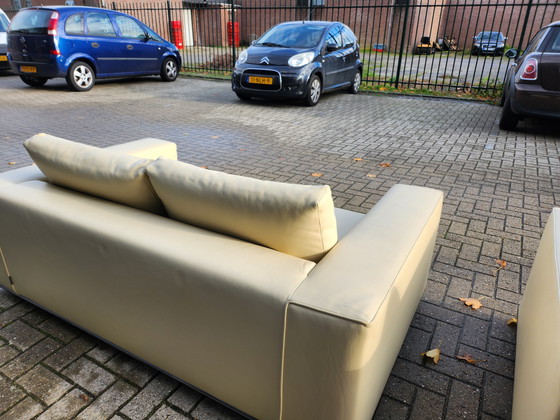 Image 1 of Minotti - Hamilton 2-seater sofa in beige leather (2x)