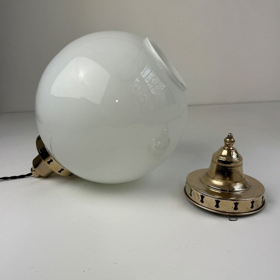 Image 1 of Lampada a sospensione vintage in vetro opalino, 23 cm XL
