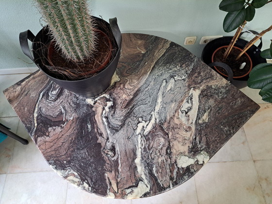 Image 1 of Marble coffee table with coated black base