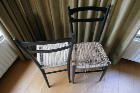 2 Design Gio Ponte Italië stoelen met 2 sporten aan zijkanten – Eetkamerstoelen, Textile (photo 4 of 10)