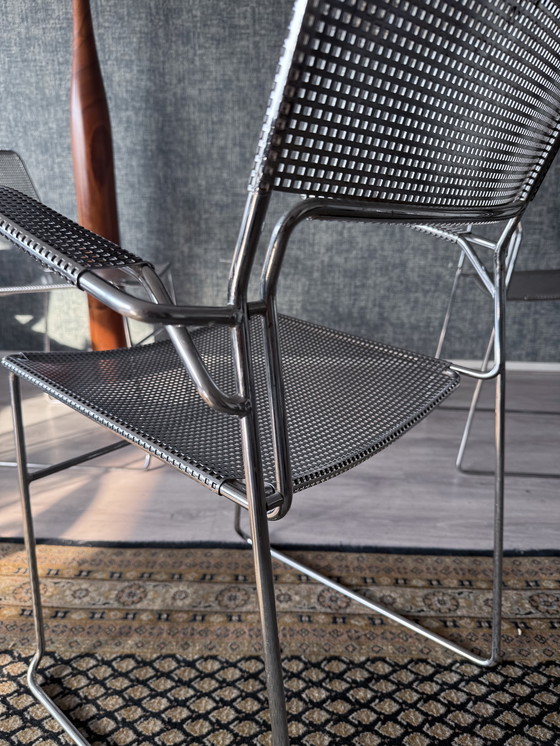 Image 1 of Juego de 3 sillas apilables cromadas "Sultana" de Arrben International, ca 80s