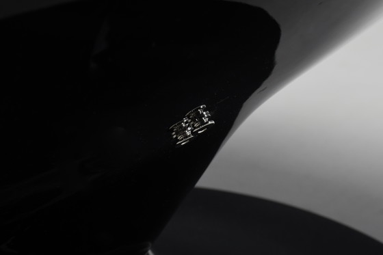 Image 1 of Poltrona a uovo stereo originale Lee West &#39;Alpha&#39; degli anni &#39;70, in fibra di vetro nera e pelle