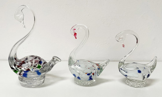 Image 1 of Satz von 3 originalen Muranoglas-Schwänen