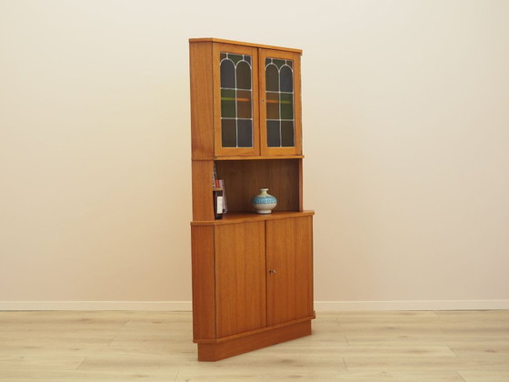 Danish Teak Corner Display Cabinet From The 1960s With Leaded Glass Doors – Wood (photo 6 of 15)