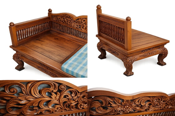 Image 1 of Bellissimo divano letto/lounge in legno massello intagliato a mano a 3 posti