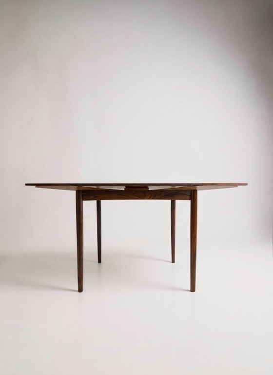 Image 1 of Uitschuifbare vierkante Scandinavische eettafel van Poul Hundevad uit de jaren 60/70.
