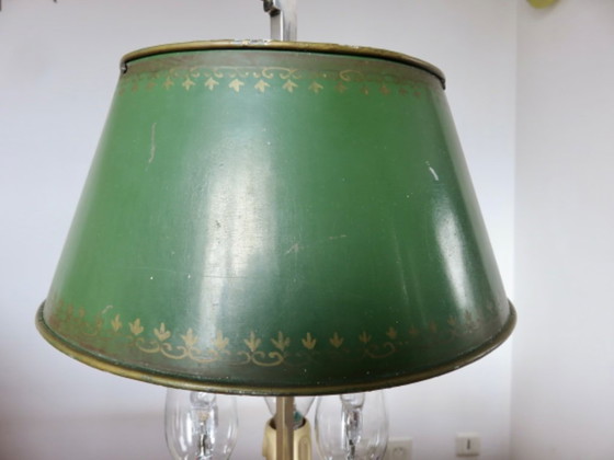 Image 1 of Antique French bouillotte lamp in chromed bronze and lacquered sheet metal, 1930