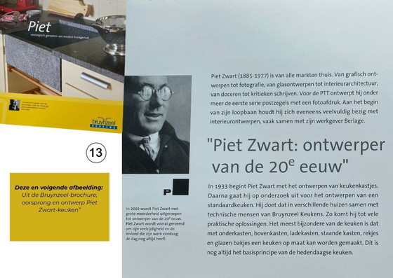 Image 1 of Meuble de cuisine original de Piet Zwart (Bruynzeel, années 1950) - restauré avec un caractère vintage