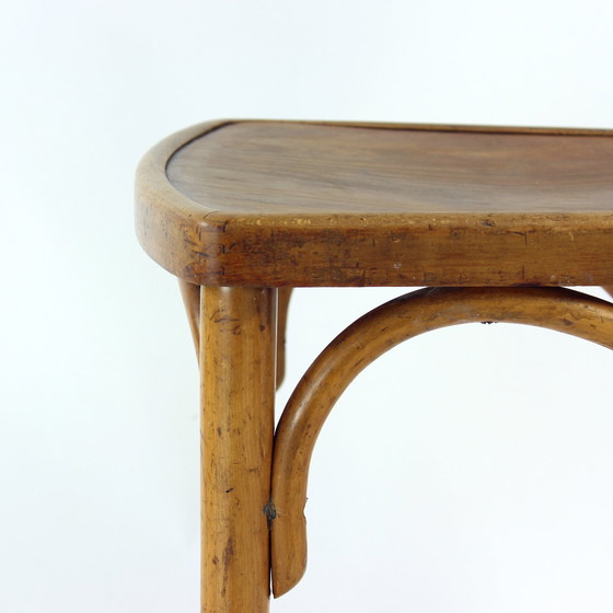 Image 1 of Vintage Thonet Bentwood Eiken Stoel Met Origineel Etiket, Tsjecho-Slowakije, jaren 1920